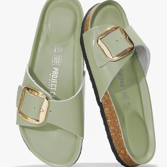 Project Cloud Pistachio Sandals with Shiny Gold Buckle - Picture 1 of 8